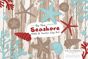 Seashells Clipart in Red & Robin Egg, an Illustration by Amanda Ilkov (Thumbnail 2 of 5)