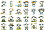 Watercolor Summer Cow Clipart, an Illustration by designcity5 (Thumbnail 2 of 5)