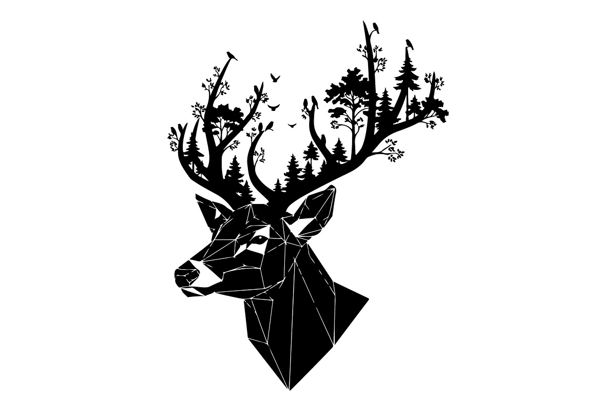 Deer Antler Silhouette Bundle, an Object Illustration by yasushie (Photo 29 of 31)