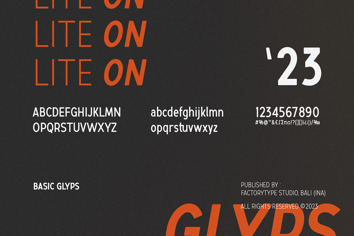 LiteOn Condensed, a Sans Serif Font by FactoryType Studio (Photo 4 of 12)