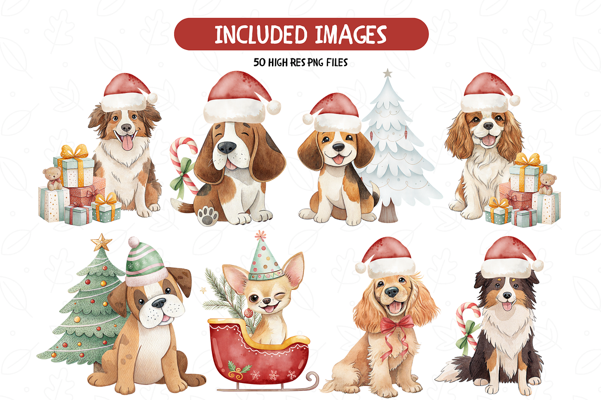 Christmas Dogs Clipart Set, an Illustration by TatiMockup (Photo 2 of 7)