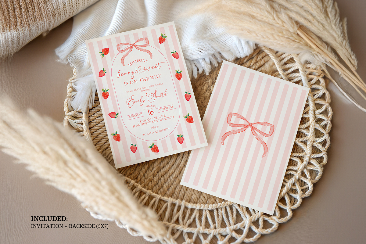 Berry Sweet Baby Shower Invite Set, a Templates & Theme by Digital_Mind (Photo 2 of 7)