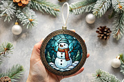 Stained Glass Snowman Ornament Art, a Seasonal Illustration by CrexoraLab (Thumbnail 3 of 3)