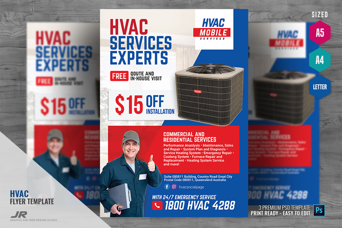 Heating and Cooling HVAC Flyer, a Flyer Template by PSDPixel (Photo 1 of 5)