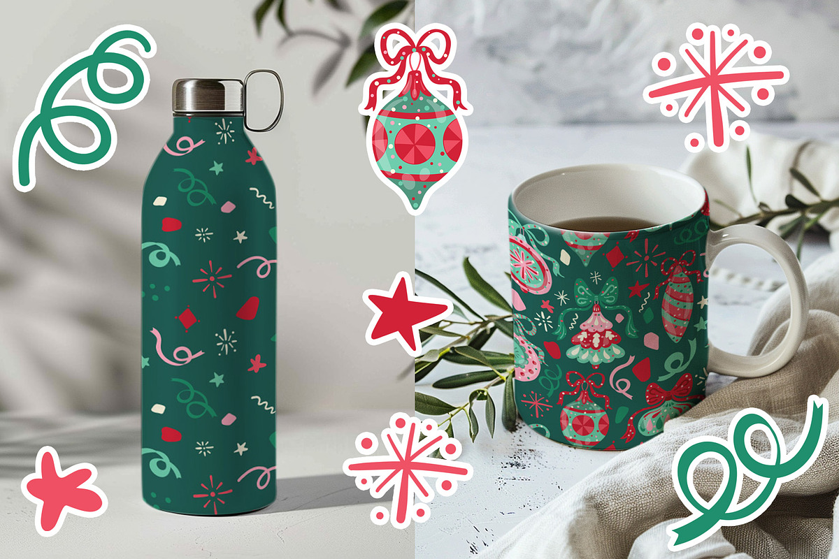 Christmas ornaments confetti pattern, a Pattern Graphic by Carpet Tapete Pretzel (Photo 10 of 11)