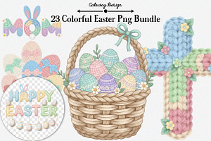Colorful Easter PNG Bundle, an Illustration by GatewayDesign