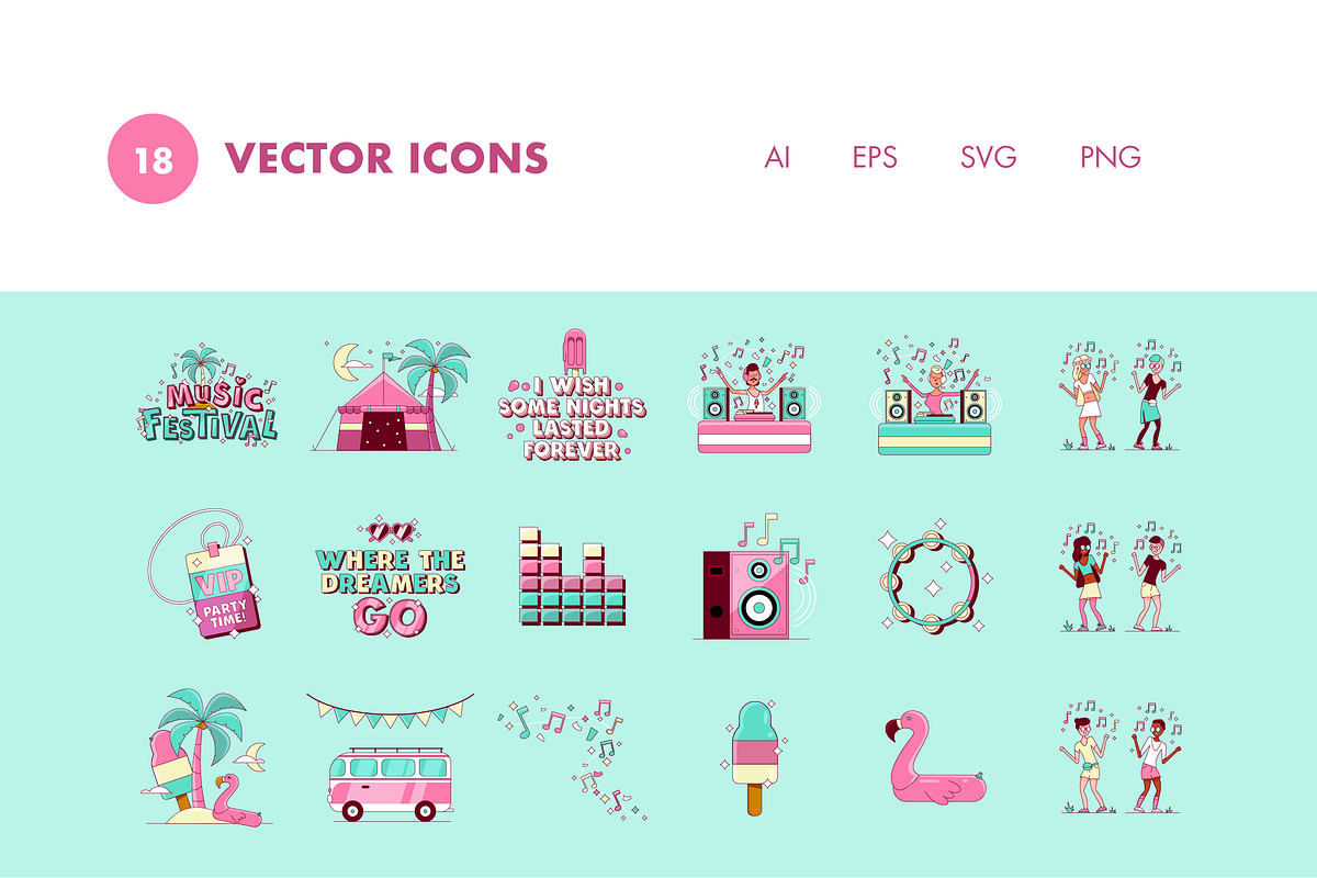 18 Music Festival Icons, an Illustration by Hello Mister Frank (Photo 3 of 4)