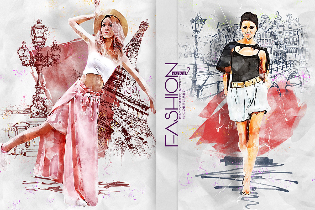 Fashion Sketch 2 Photoshop Action, an Action Add-On by GorynArt (Photo 8 of 11)