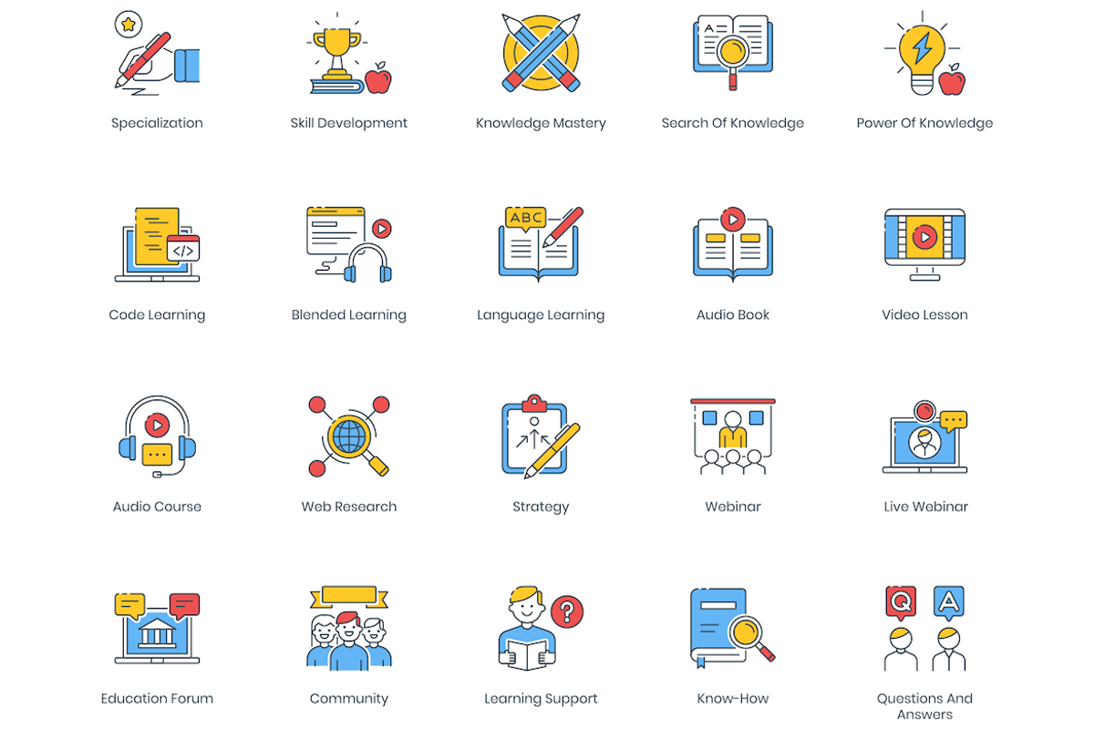 100 Online Education Icons, an Outline Icon by Flat Icons (Photo 4 of 6)