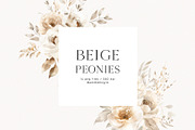Beige Peonies, a Decorative Illustration by PeDe Designs (Thumbnail 3 of 9)