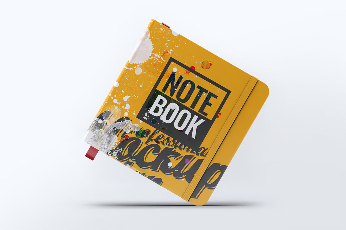 Square Notebook Mock-Up, an Advertising Mockup by DesignRushMarket (Photo 4 of 7)