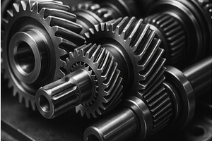 Close-up of interconnected metal, an Illustration by Sergey Kotenev