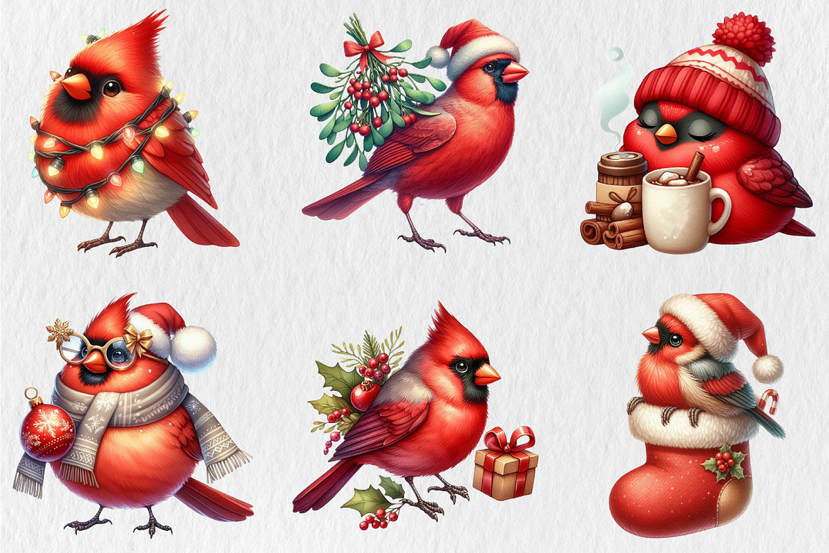 Christmas Cardinal Clipart Bundle, an Illustration by Rose Art (Photo 2 of 5)