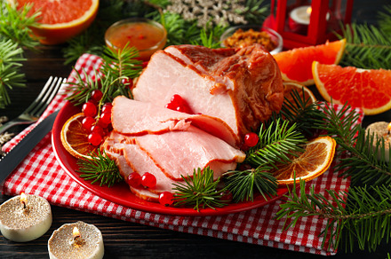 Concept of tasty food, ham, close up, a Food & Drink Photo by AtlasStudio PRO