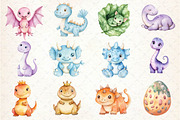 Dinosaurs Watercolor Clipart, an Illustration by Dream Creation (Thumbnail 2 of 5)