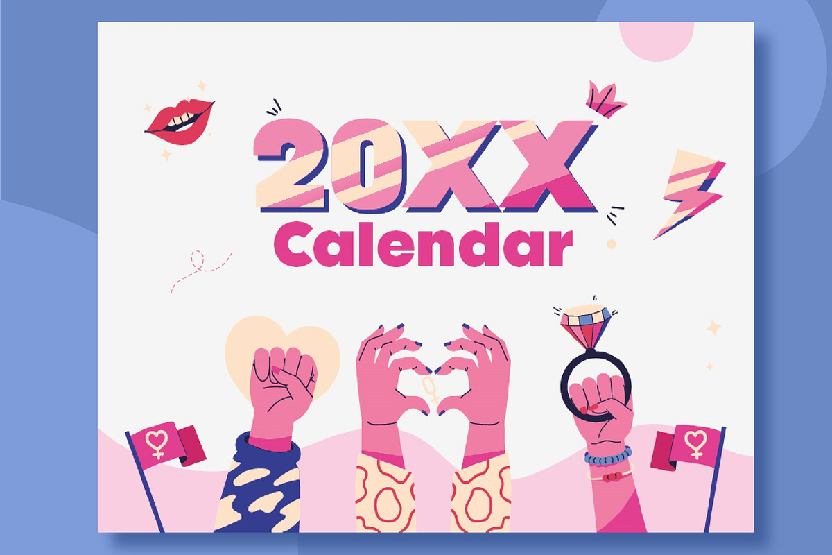 Colorful Printable Calendar Template, a Templates & Theme by studiogstock (Photo 1 of 5)