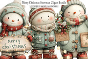 Merry Christmas Snowman Clipart, an Illustration by SinaCreation (Thumbnail 1 of 6)