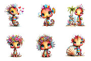 Whimsical Summer Seahorse Clipart, an Illustration by CreationArt (Thumbnail 3 of 7)