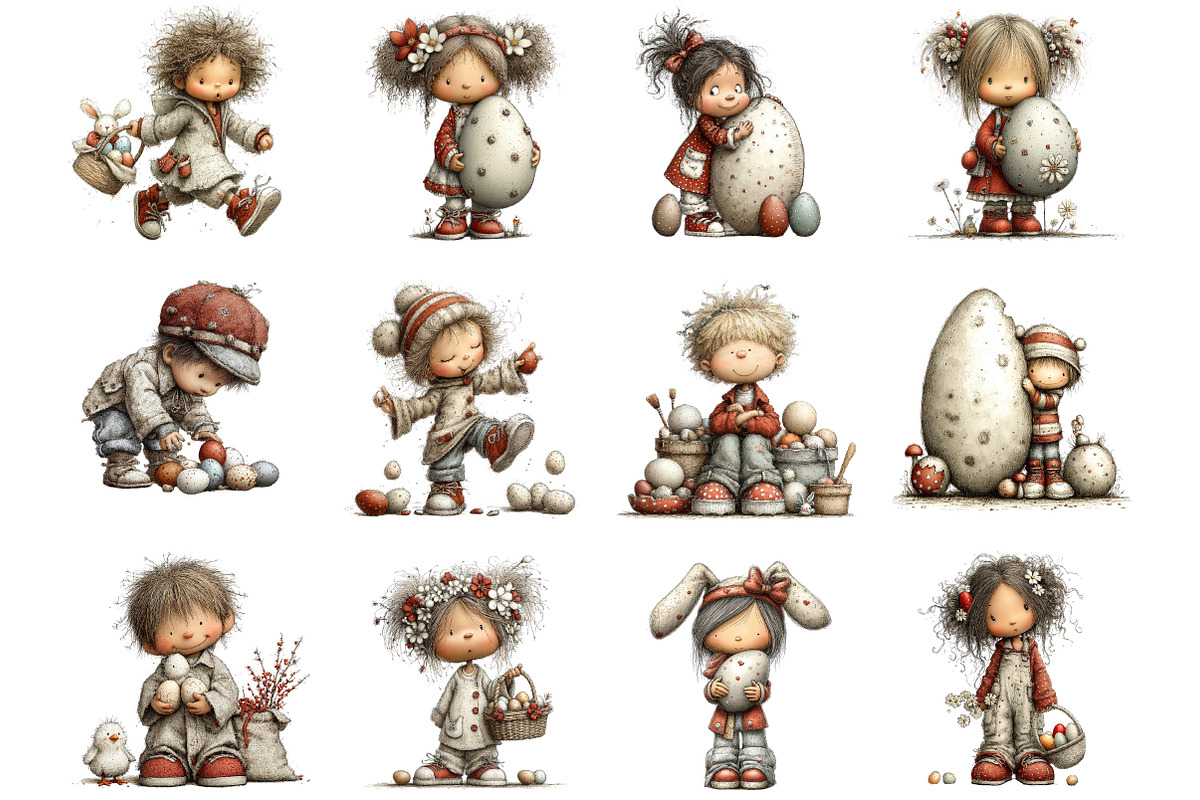 Whimsical Easter Kids, an Illustration by Designking (Photo 2 of 5)