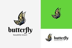 Beautiful Butterfly Logo Flying Icon