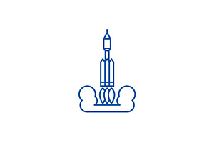 Rocket Launch Into Space Line Icon