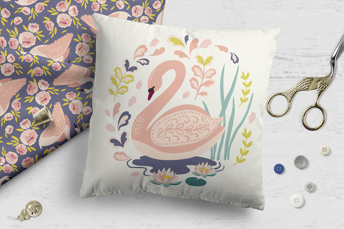 Swan lake pattern collection, an Animal Illustration by Cozy pattern shop (Photo 7 of 8)