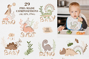 Cute Baby Dinosaurs & Patterns