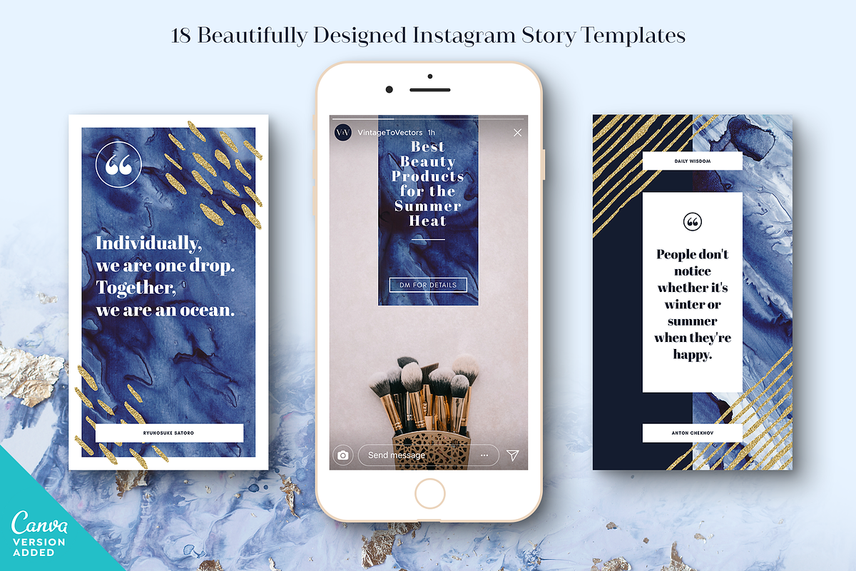 INDIGO Instagram Story Templates, a Social Media Template by Vintage To Vectors (Photo 5 of 9)