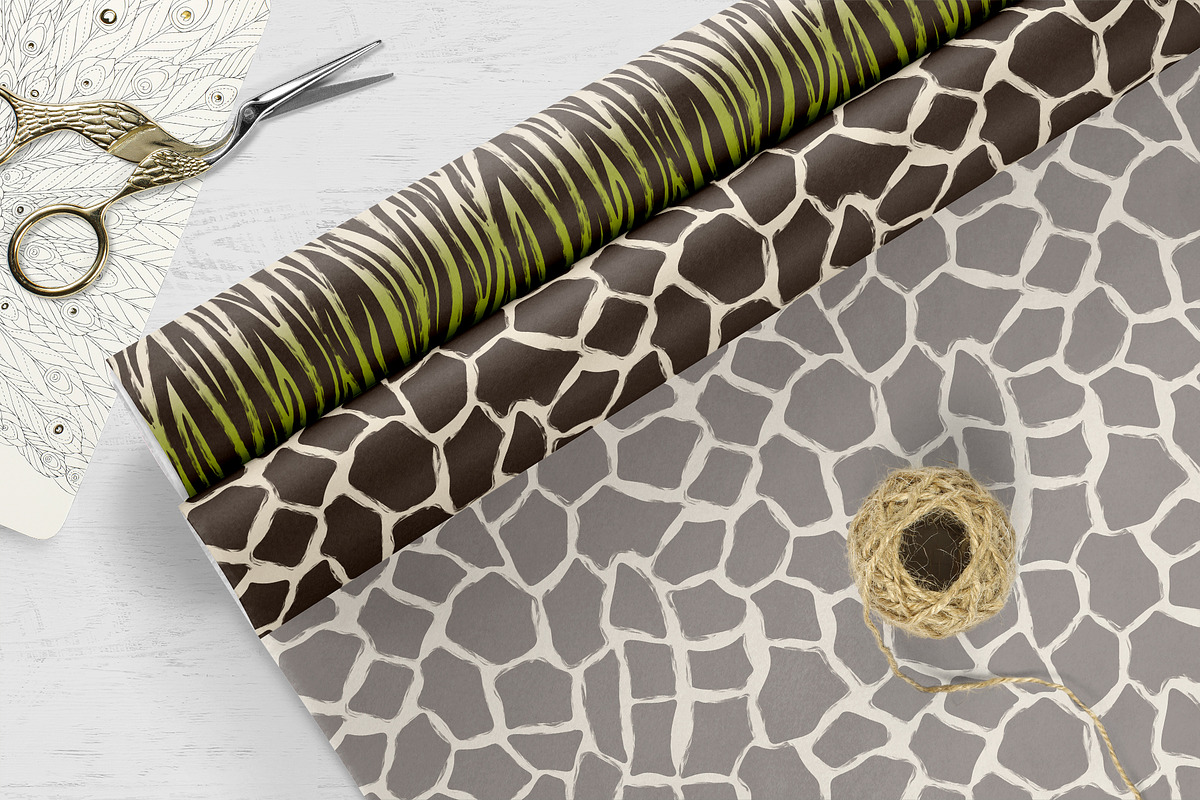 Wild Animal Prints Set Coffe & Lime, a Pattern Graphic by Oksana Dovhopol Art (Photo 4 of 19)