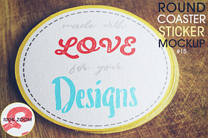 Round Coaster - Sticker Mockup