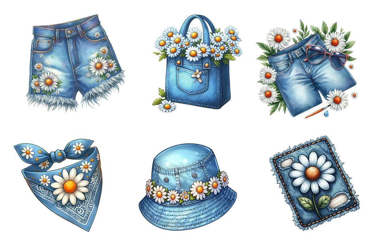 Watercolor Summer Daisy Clipart, an Illustration by Dream Creation (Photo 2 of 6)