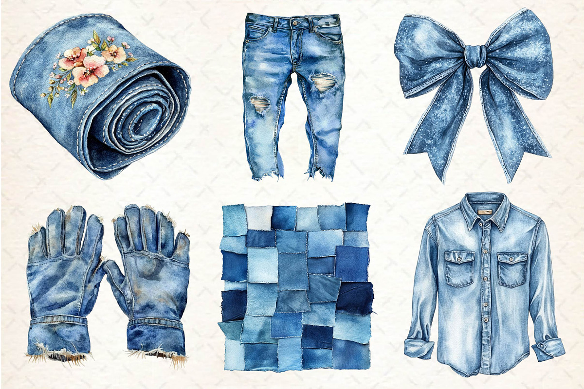 Vintage Denim Sublimation Clipart, an Illustration by Dream Creation (Photo 5 of 6)