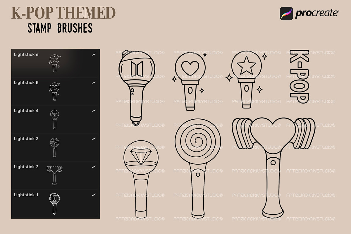 K-pop themed procreate stamp brushes, a Brush Add-On by PDknyStudio (Photo 3 of 4)
