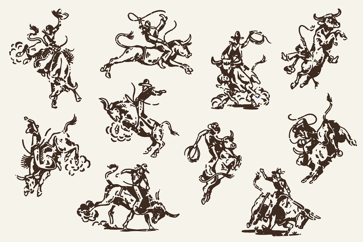 Bull Riding - Western Illustration, an Animal Illustration by cmfgraphics (Photo 2 of 2)