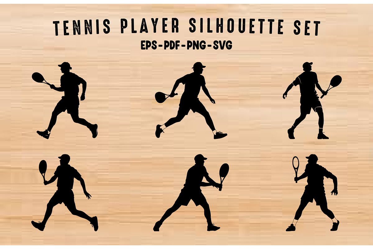 Tennis Player Black Silhouette set, a Person Illustration by Gfx Expert Team (Photo 1 of 3)