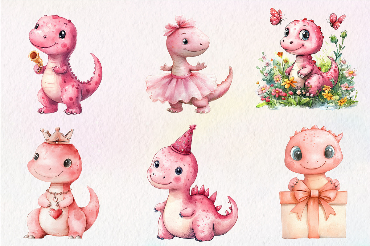 Pink Dinosaur Png, Baby Girl, an Illustration by CreationArt (Photo 6 of 9)