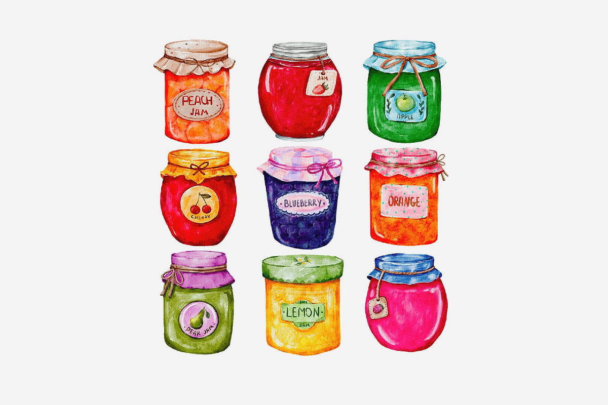 Fruit jam watercolor digital png, a Food Illustration by Julia Bogdan (Photo 2 of 6)