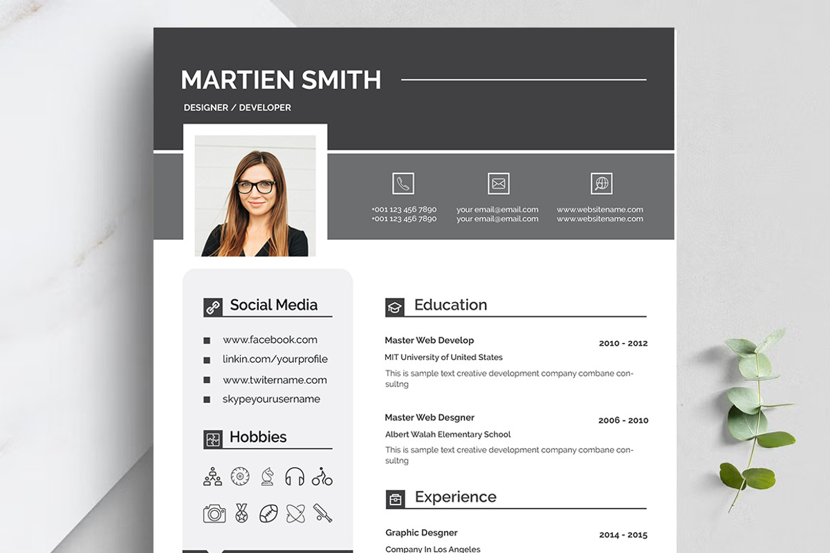 Professional Resume CV Template, a Resume Template by Blackcloud_Creations (Photo 2 of 8)