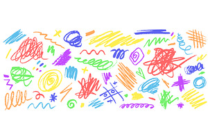 Crayon scribbles. Hand drawn pastel, an Illustration by Stock-Smart-Start