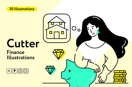 Cutter Finance Illustrations, a Finance Illustration by Welovegraphics