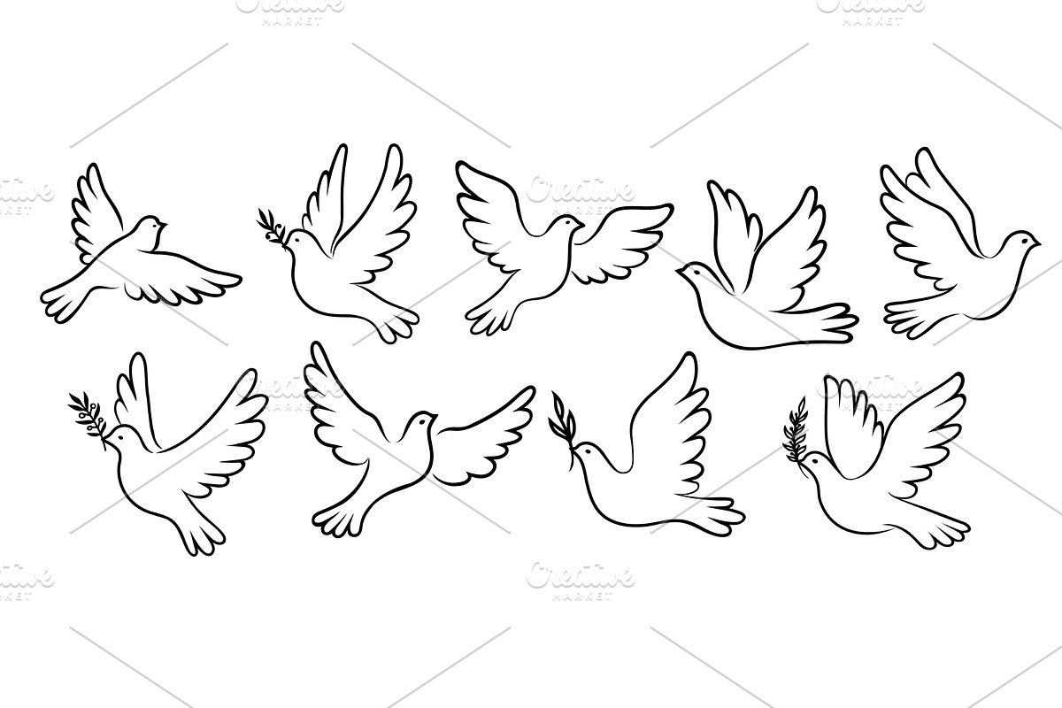 Christmas dove bird silhouettes, an Illustration by Buch&Bee