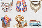 Bohemian Summer Clipart, an Illustration by Black Bird Studio (Thumbnail 2 of 6)