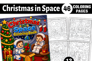 Christmas in Space Coloring Book, a Seasonal Illustration by Coco Bloom
