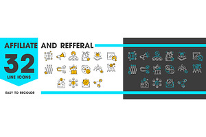 affiliate referral program icons, a Finance Illustration by Vector Tradition
