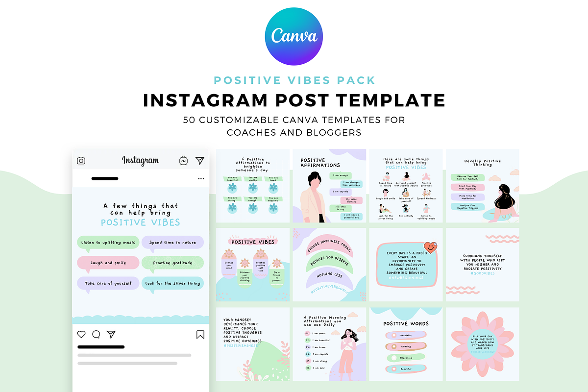 Positive Vibes Pack Instagram, a Social Media Template by The Blog Creative (Photo 1 of 6)