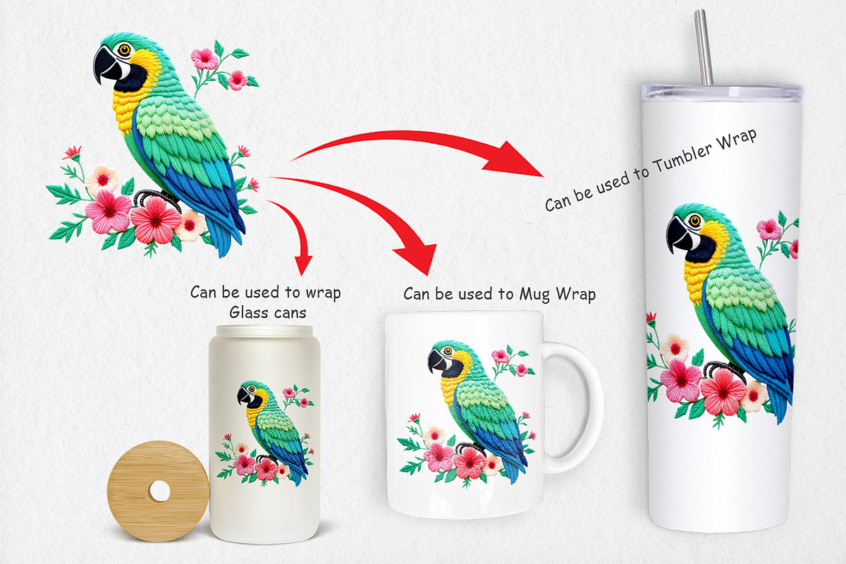 Macaw Embroidery Clipart, a Graphic by Artnoy (Photo 4 of 5)