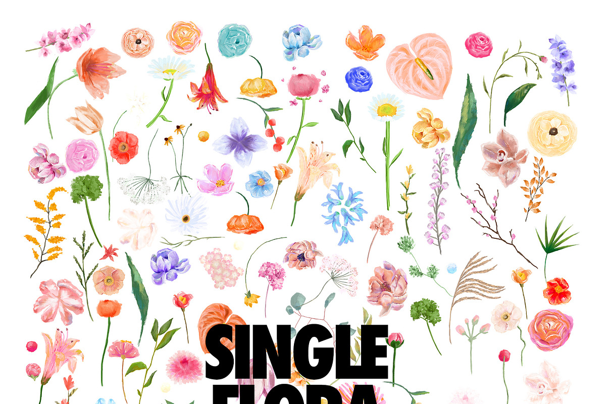 thick paint meadow flower bouquet, a Decorative Illustration by ana & yvy (Photo 12 of 16)