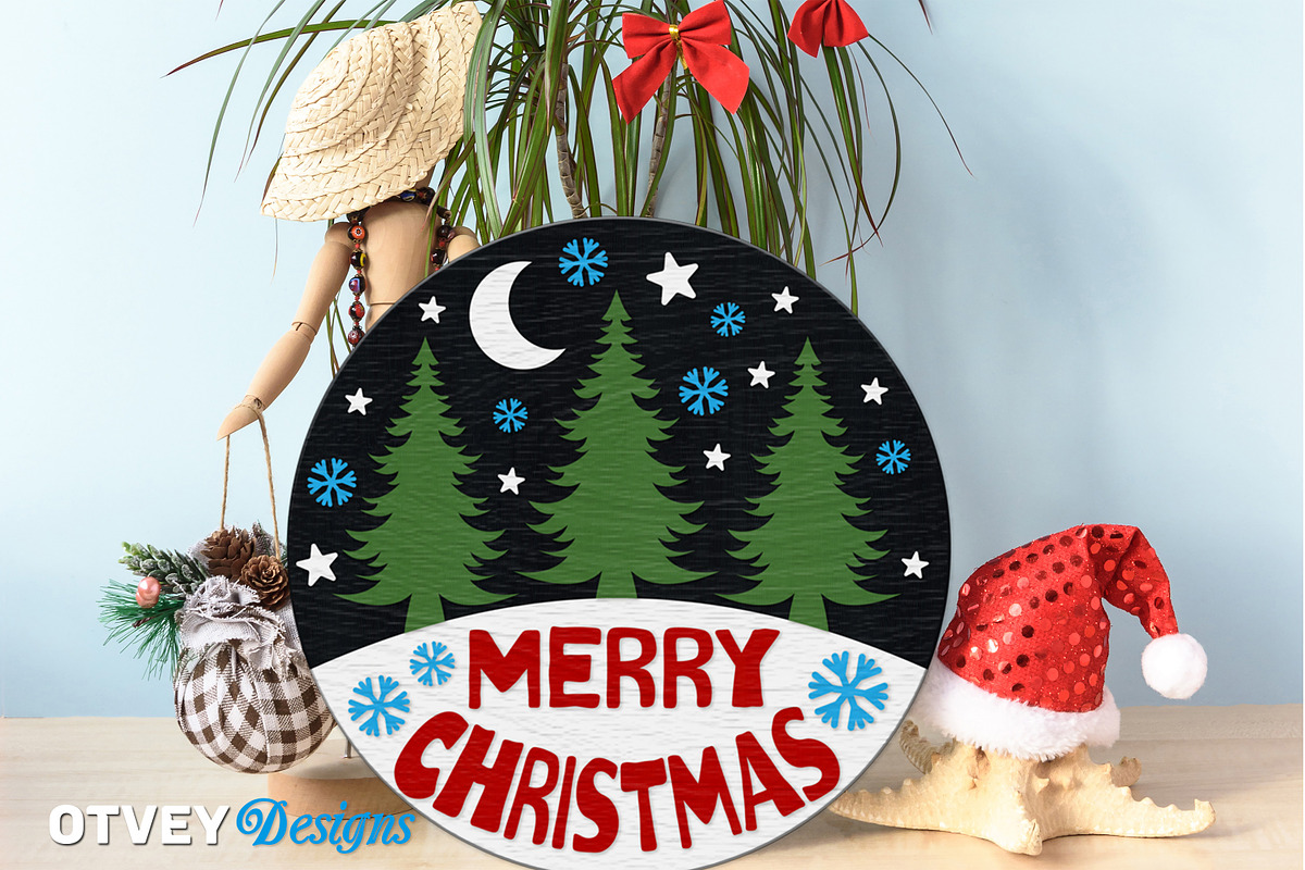 Merry Christmas Door Hanger LaserCut, a Decorative Illustration by OTVEY DESIGN (Photo 13 of 13)