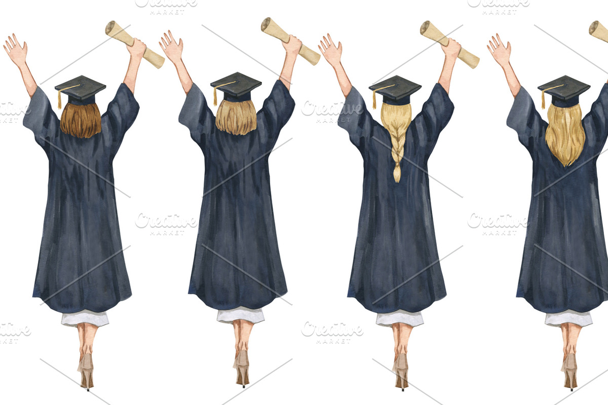 Watercolor Graduation Clipart PNG, an Education Illustration by PatternPalette (Photo 5 of 5)