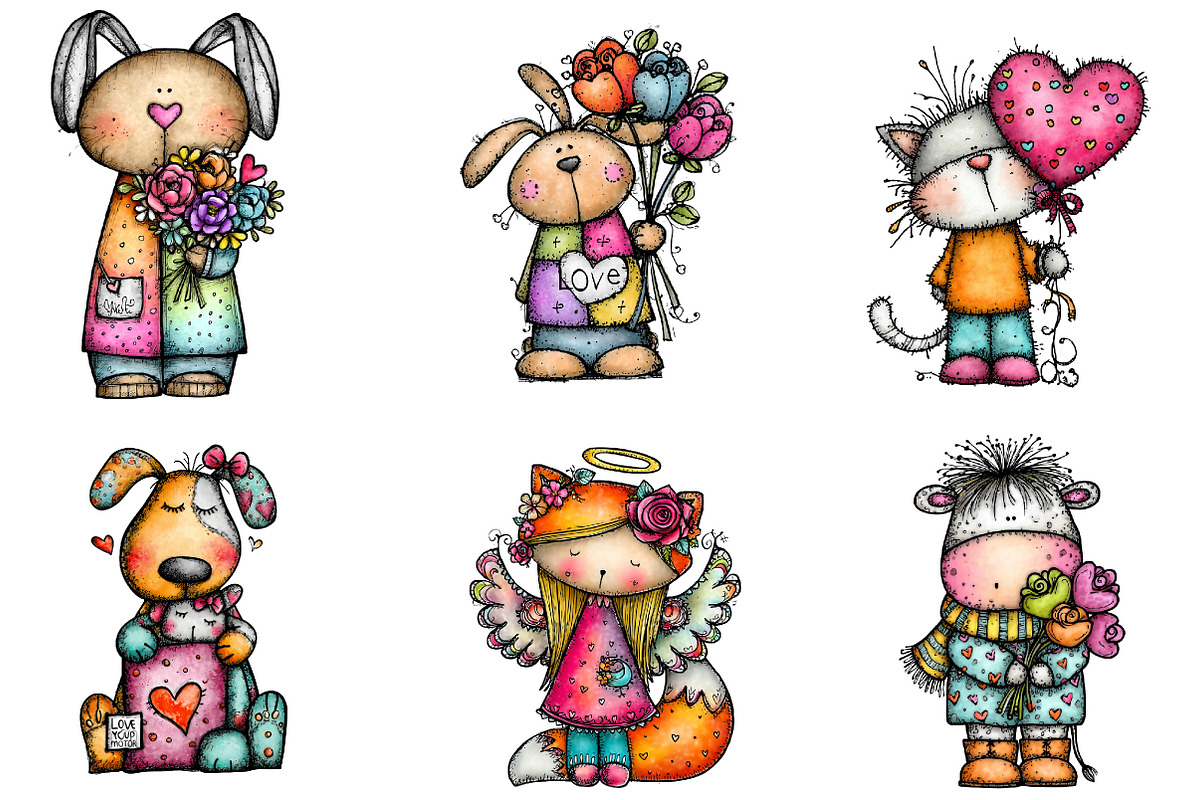 cute valentine animals clipart, an Illustration by CreationArt (Photo 3 of 5)